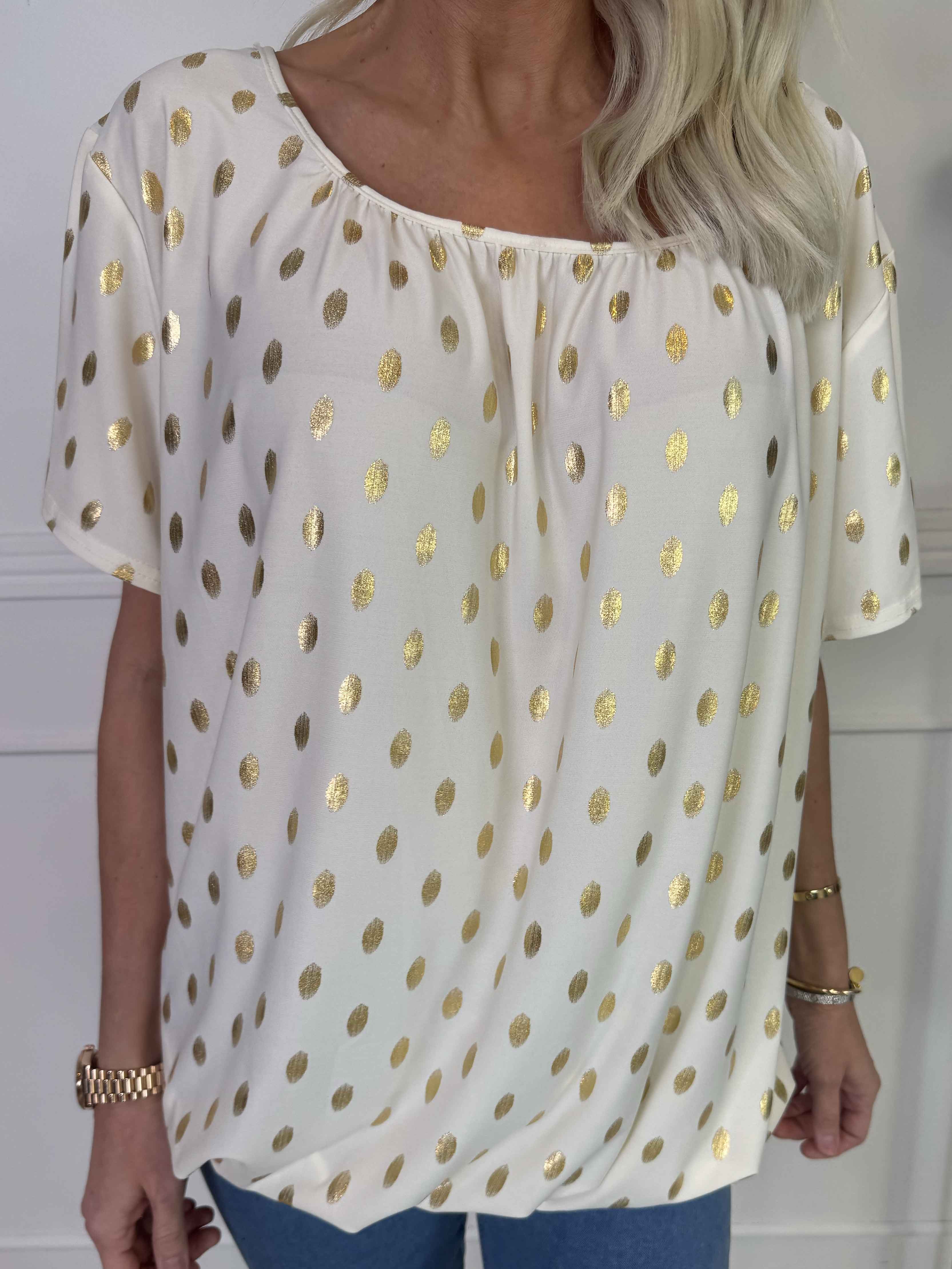 Miracle Dot T-shirt - Elastisk blus med guldprickar på